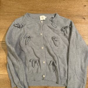 Women's Gray Sweater with Bow Accents